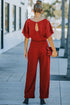 Minimalist Solid Belted Wide Leg Jumpsuit