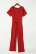 Minimalist Solid Belted Wide Leg Jumpsuit