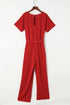Minimalist Solid Belted Wide Leg Jumpsuit