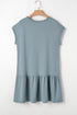 Minimalist Solid Cap Sleeve Drop Waist T Shirt Dress