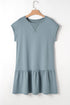 Minimalist Solid Cap Sleeve Drop Waist T Shirt Dress