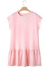 Minimalist Solid Cap Sleeve Drop Waist T Shirt Dress