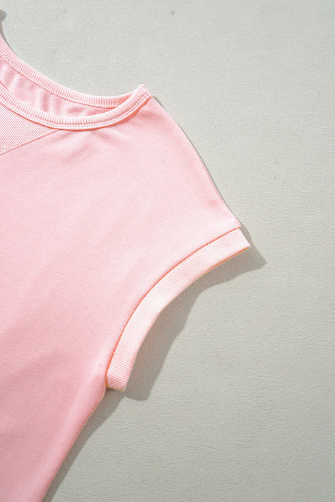 Minimalist Solid Cap Sleeve Drop Waist T Shirt Dress