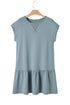 Minimalist Solid Cap Sleeve Drop Waist T Shirt Dress