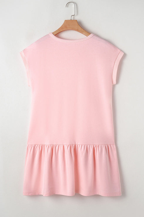 Minimalist Solid Cap Sleeve Drop Waist T Shirt Dress