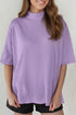 Minimalist Solid Mock Neck Cotton Stretch Tee