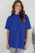 Minimalist Solid Mock Neck Cotton Stretch Tee