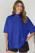 Minimalist Solid Mock Neck Cotton Stretch Tee