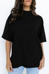 Minimalist Solid Mock Neck Cotton Stretch Tee
