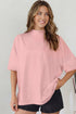 Minimalist Solid Mock Neck Cotton Stretch Tee