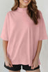 Minimalist Solid Mock Neck Cotton Stretch Tee