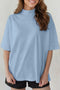 Minimalist Solid Mock Neck Cotton Stretch Tee