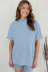 Minimalist Solid Mock Neck Cotton Stretch Tee