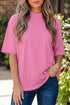 Minimalist Solid Mock Neck Cotton Stretch Tee