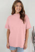 Minimalist Solid Mock Neck Cotton Stretch Tee
