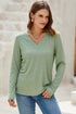Minimalist Stretch V Neck Casual Long Sleeve Top