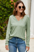 Minimalist Stretch V Neck Casual Long Sleeve Top