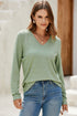 Minimalist Stretch V Neck Casual Long Sleeve Top