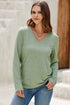 Minimalist Stretch V Neck Casual Long Sleeve Top