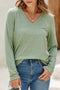 Minimalist Stretch V Neck Casual Long Sleeve Top