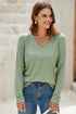 Minimalist Stretch V Neck Casual Long Sleeve Top