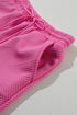 Minimalist Textured Drawstring Two Piece Short Sets
