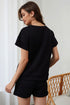 Minimalist Textured Drawstring Two Piece Short Sets