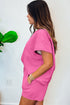 Minimalist Textured Drawstring Two Piece Short Sets
