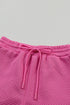 Minimalist Textured Drawstring Two Piece Short Sets