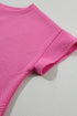 Minimalist Textured Drawstring Two Piece Short Sets