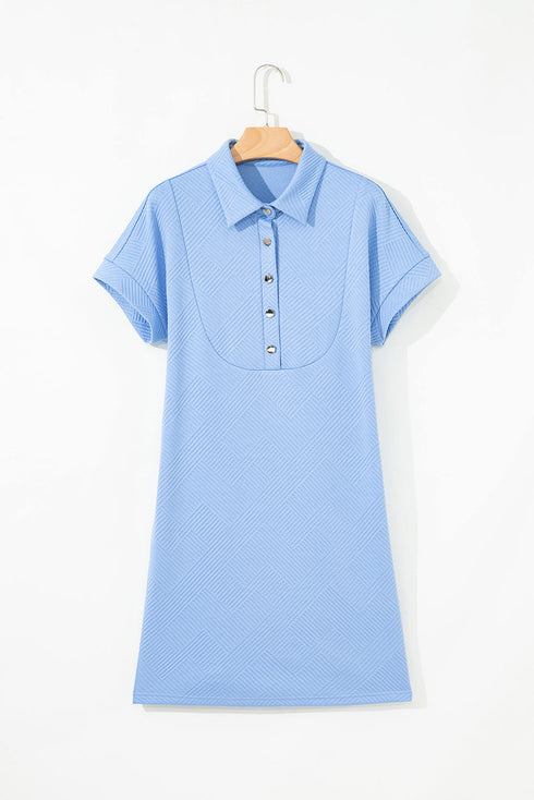 Minimalist Textured Short Sleeve A Line Mini Dress