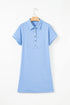 Minimalist Textured Short Sleeve A Line Mini Dress