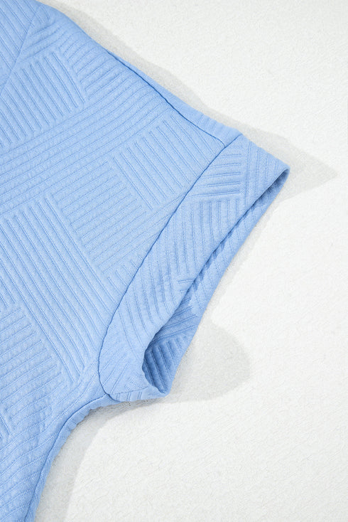 Minimalist Textured Short Sleeve A Line Mini Dress
