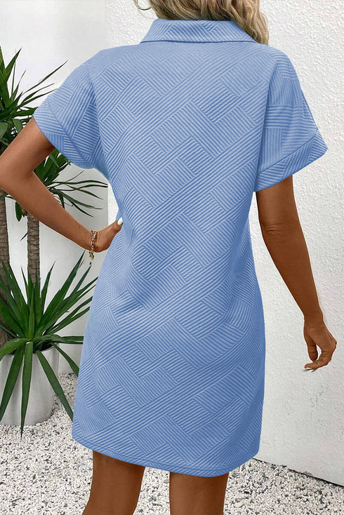 Minimalist Textured Short Sleeve A Line Mini Dress