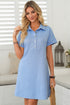 Minimalist Textured Short Sleeve A Line Mini Dress