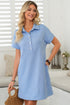 Minimalist Textured Short Sleeve A Line Mini Dress
