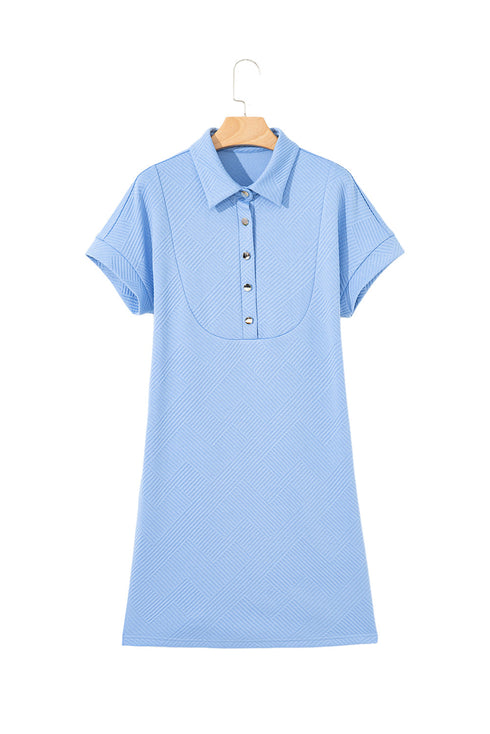 Minimalist Textured Short Sleeve A Line Mini Dress