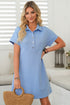 Minimalist Textured Short Sleeve A Line Mini Dress