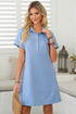 Minimalist Textured Short Sleeve A Line Mini Dress