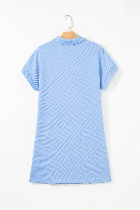 Minimalist Textured Short Sleeve A Line Mini Dress