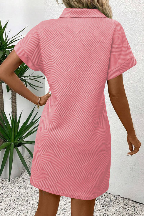 Minimalist Textured Short Sleeve A Line Mini Dress