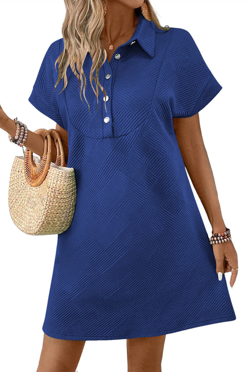 Minimalist Textured Short Sleeve A Line Mini Dress