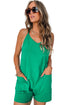 Minimalist V Neck Sleeveless Pocketed Casual Jersey Romper