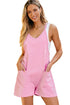Minimalist V Neck Sleeveless Pocketed Casual Jersey Romper