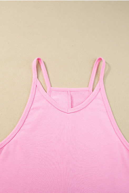 Minimalist V Neck Sleeveless Pocketed Casual Jersey Romper
