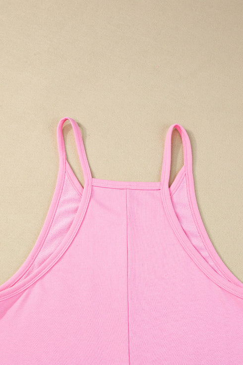 Minimalist V Neck Sleeveless Pocketed Casual Jersey Romper