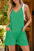 Minimalist V Neck Sleeveless Pocketed Casual Jersey Romper