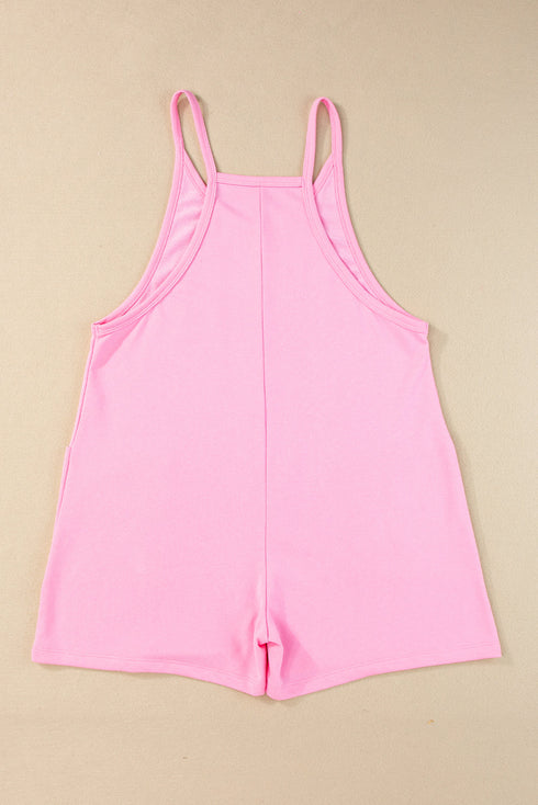 Minimalist V Neck Sleeveless Pocketed Casual Jersey Romper