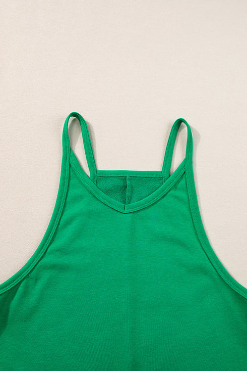 Minimalist V Neck Sleeveless Pocketed Casual Jersey Romper