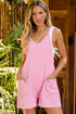 Minimalist V Neck Sleeveless Pocketed Casual Jersey Romper